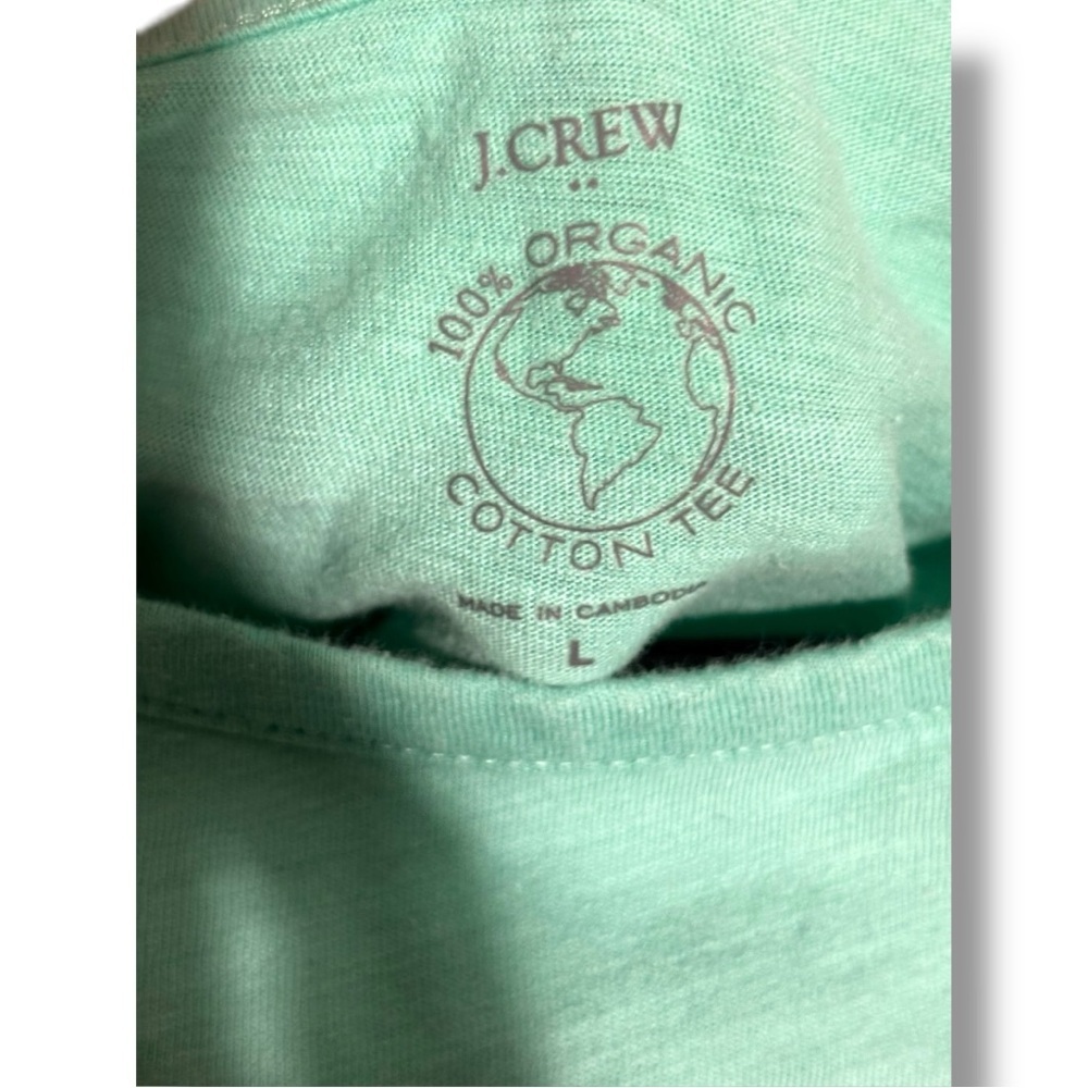 J. Crew Vibrant Light Teal Boxy Cropped Cotton Simple Short Sleeve Tee - Picture 10 of 16